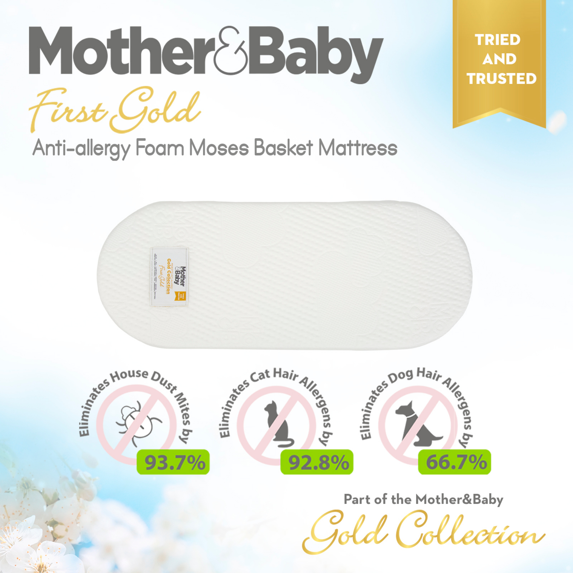Moses Basket Foam Mattress Bassinet Baby PRAM Oval Fully Breathable Quilted Size 70 X 31 X 3.5 cm