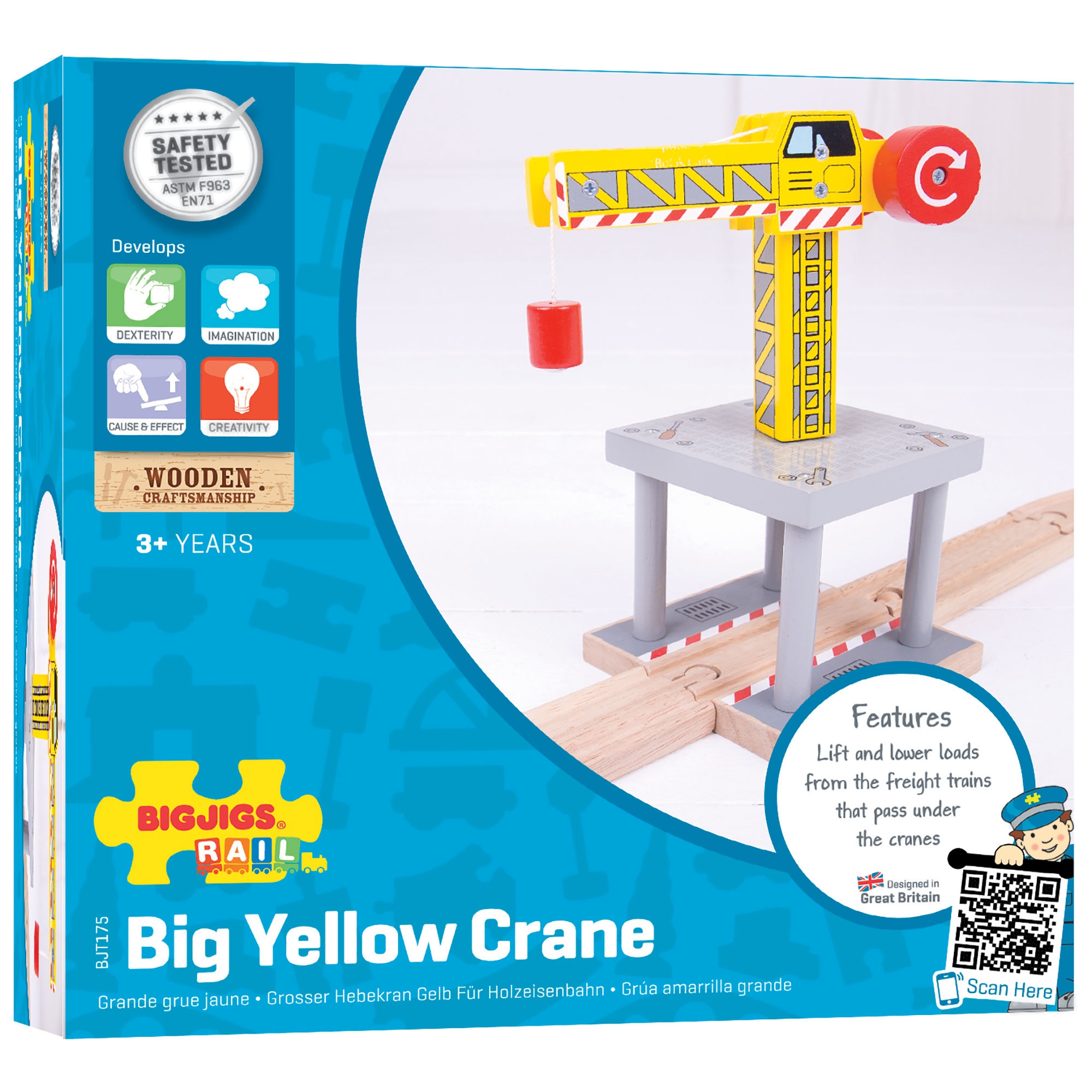 bigjigs big yellow crane and construction set