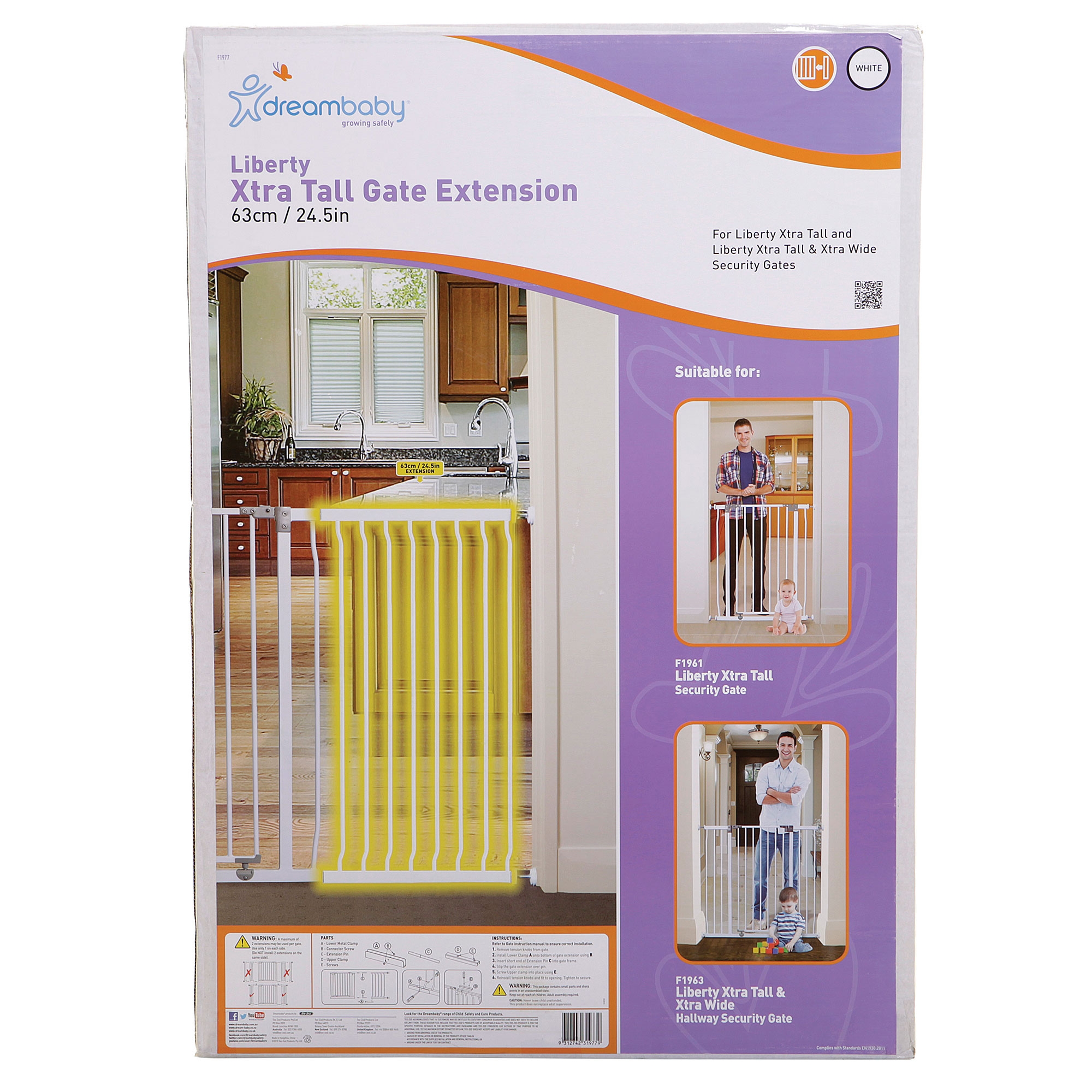 Black 63cm Dreambaby Liberty Xtra Tall Child Safety Gate Extension 