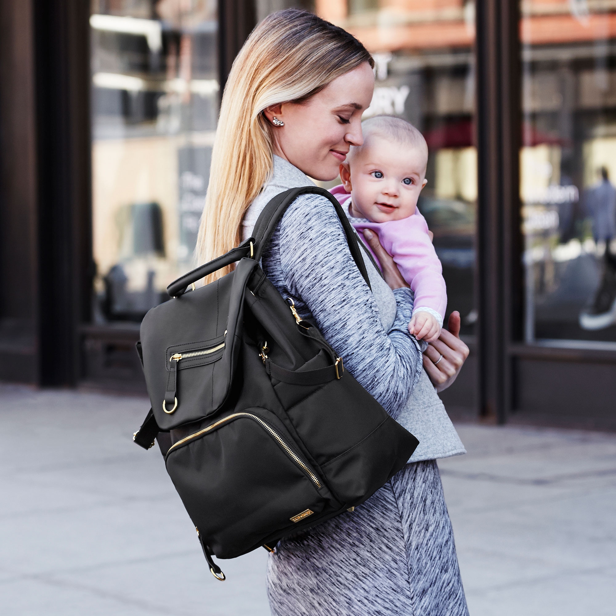 baby changing backpack black